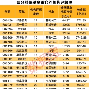 社保基金重仓+机构高关注股票来了